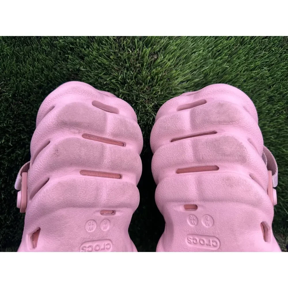 Crocs Echo 207937-6TY Clog Shoes Unisex M8/W10 Pink Rubber Slingback Slip-On
